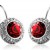 Platinum plated red crystal dangle earrings set